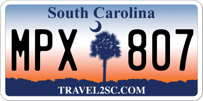 SC license plate MPX807