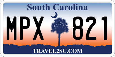 SC license plate MPX821