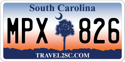 SC license plate MPX826