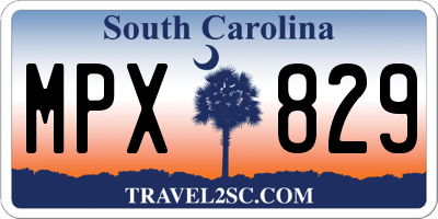 SC license plate MPX829