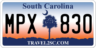SC license plate MPX830