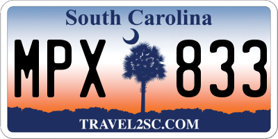 SC license plate MPX833