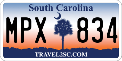 SC license plate MPX834