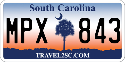SC license plate MPX843