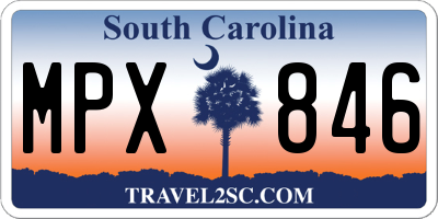 SC license plate MPX846