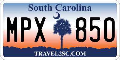 SC license plate MPX850