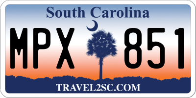 SC license plate MPX851