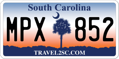 SC license plate MPX852