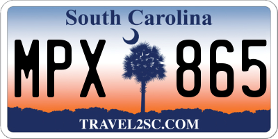 SC license plate MPX865