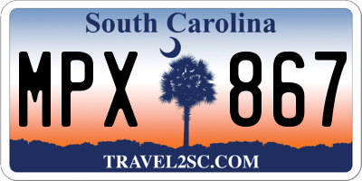 SC license plate MPX867