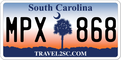 SC license plate MPX868