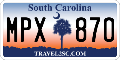 SC license plate MPX870