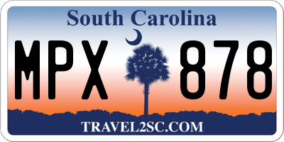 SC license plate MPX878