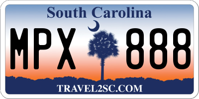 SC license plate MPX888
