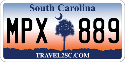 SC license plate MPX889
