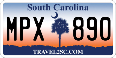 SC license plate MPX890