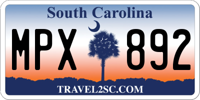 SC license plate MPX892