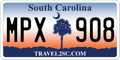 SC license plate MPX908