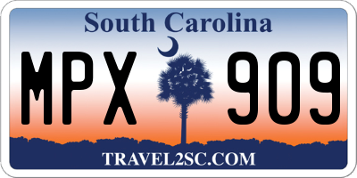 SC license plate MPX909
