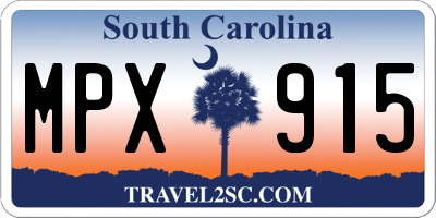 SC license plate MPX915