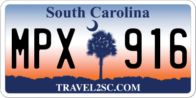 SC license plate MPX916
