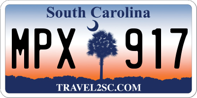 SC license plate MPX917