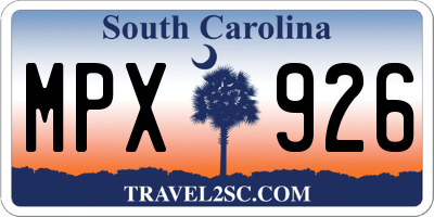 SC license plate MPX926