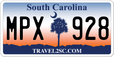 SC license plate MPX928