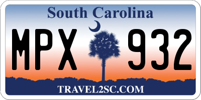 SC license plate MPX932