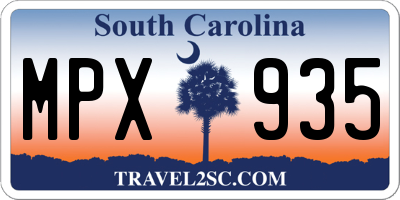 SC license plate MPX935