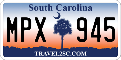 SC license plate MPX945