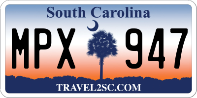 SC license plate MPX947