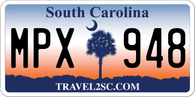 SC license plate MPX948