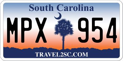 SC license plate MPX954