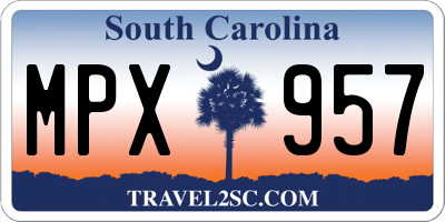 SC license plate MPX957