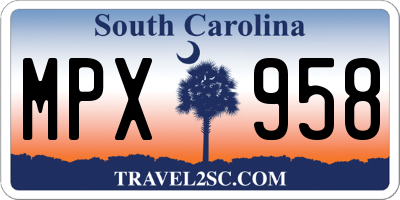 SC license plate MPX958
