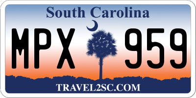 SC license plate MPX959