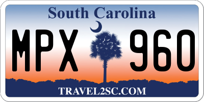 SC license plate MPX960