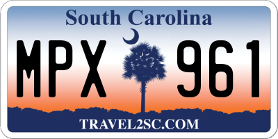 SC license plate MPX961