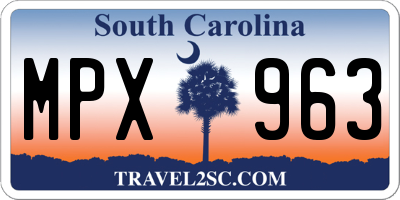 SC license plate MPX963