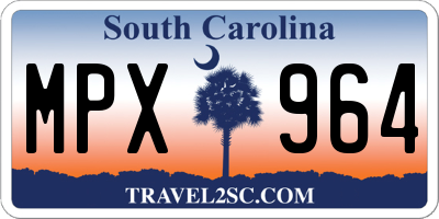 SC license plate MPX964