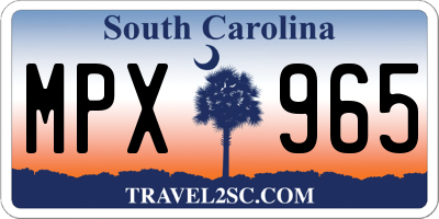 SC license plate MPX965