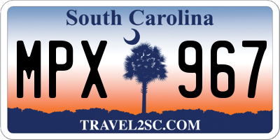 SC license plate MPX967