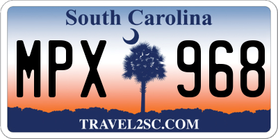 SC license plate MPX968