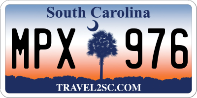 SC license plate MPX976
