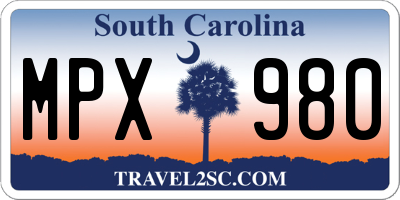 SC license plate MPX980