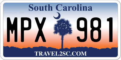 SC license plate MPX981