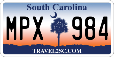SC license plate MPX984