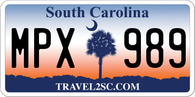 SC license plate MPX989