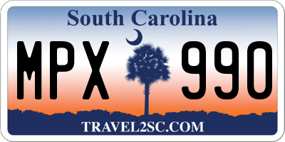 SC license plate MPX990